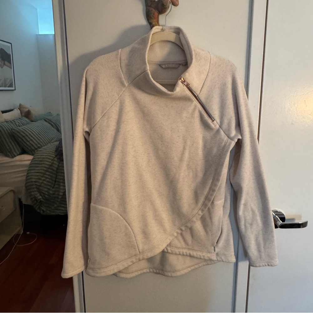 ATHLETA Cozy Karma Asym Pullover Oatmeal Heather Size S - Picture 3 of 9
